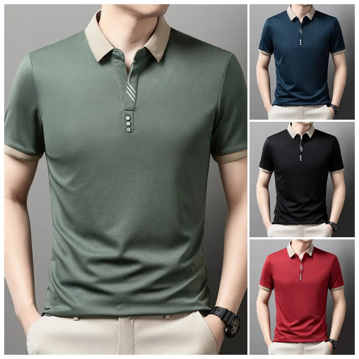 【50% de descuento】 ✨Camisa polo de manga corta para hombre