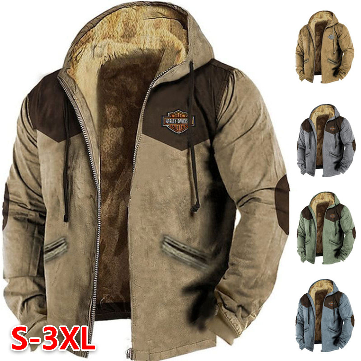 Časově omezená 50% sleva【M-5XL】Módní pánské podzimní a zimní bundy volné, zesílené a sametové 3826364