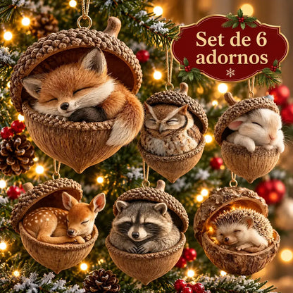 🔥【Compra 6, llévate 6 gratis】🐿️🦉Adorno de animales del bosque para el árbol de Navidad