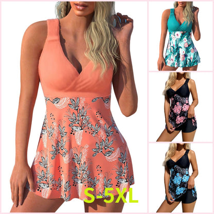 🏖️ 50% de descuento🔥【40-120 kg】Nuevo conjunto de traje de baño estampado de talla grande 2026, shorts, falda con abertura trasera, tela de secado rápido ✅️Pago contra entrega