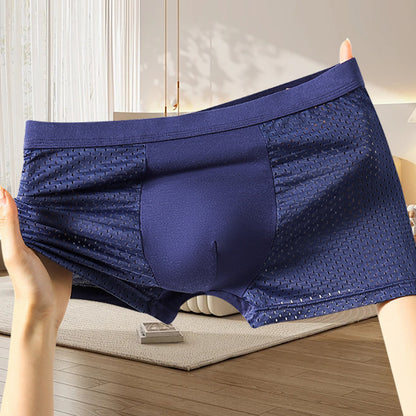 🔥【4 piezas】Calzoncillos bóxer de malla transpirable y cómodos para hombre