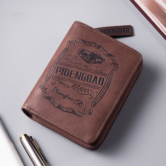 🔥🔥【Disponible en 4 colores】 Cartera de hombre de cuero genuino estilo retro, hecha a mano, con cremallera y ranura para varias tarjetas.