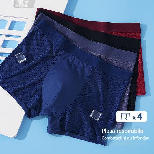 🔥【4 piezas】Calzoncillos bóxer de malla transpirable y cómodos para hombre