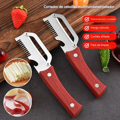 ✅Compra 1 y llévate 1 gratis (2 artículos) 🧅🔪 Pelador de cocina multifuncional 3 en 1: ¡Pela, corta y abre botellas! 🔥