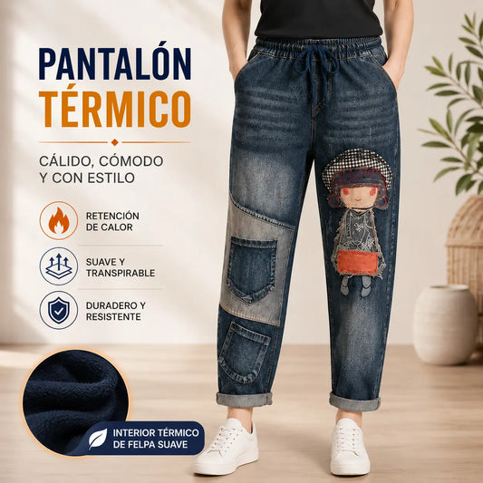Jeans holgados retro para mujer con bordado de apliques y cintura elástica – Jeans estilo harem de estilo único (Tallas S-5XL, 2 colores) 👖✨🍂
