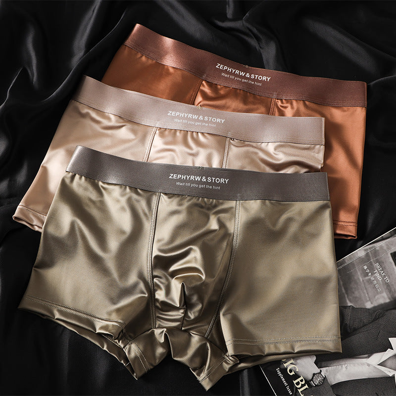 🔥🩲【6 piezas】Ropa interior masculina nueva, seda helada, verano, transpirable, bóxers, satén, ropa interior masculina