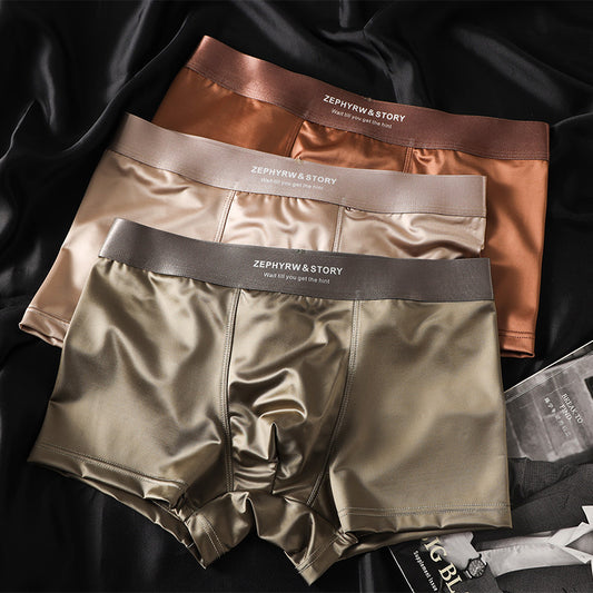 🔥🩲【6 piezas】Ropa interior masculina nueva, seda helada, verano, transpirable, bóxers, satén, ropa interior masculina