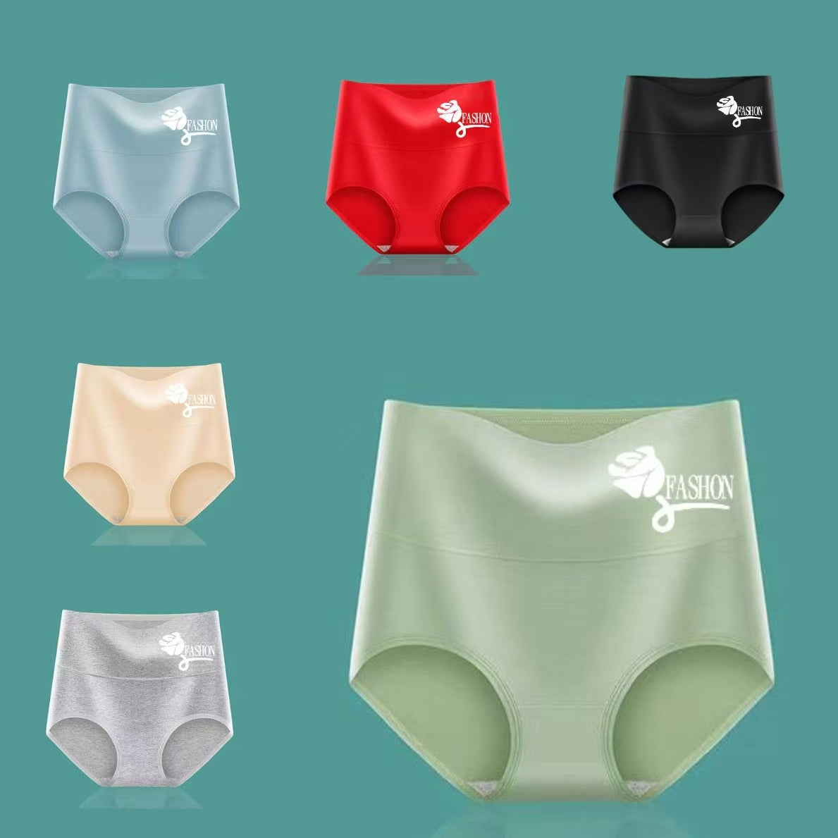 💕80% zniżki – [Kup 6, otrzymaj 6 gratis] Bawełniane majtki z wysokim stanem i podnoszeniem bioder (40–100 sztuk)