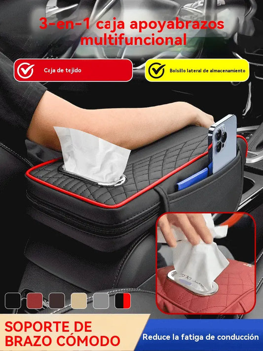 🚗Caja de almacenamiento multifuncional para coche 3 en 1 de piel.