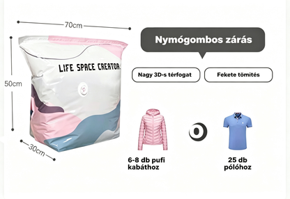 👕📦 [5 darabos szett! ] Vákuumos ruhákhoz való tárolózsákok — Pumpa nélkül | Vastagított kialakítás dupla rétegű tömítésekkel a kipukkadás és a légszivárgás hatékony megakadályozása érdekében.