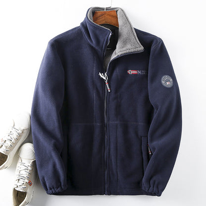 Abrigo grueso de lana para hombre con forro de felpa, talla grande, cálido y cómodo para otoño e invierno.