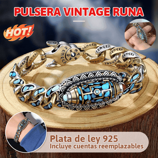 🔥Más vendido ✨ Pulsera retro de plata 925, de seis cifras, turquesa, con mantras y cuentas transferibles