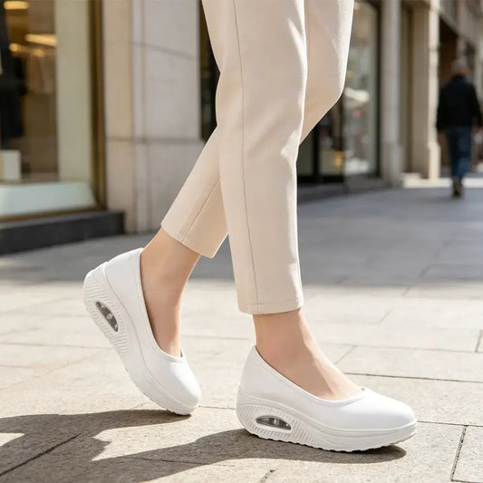 [Tallas 35-43] Cómodos zapatos de mujer de piel auténtica con suela transpirable: de corte bajo, suaves y aptos para todas las estaciones.