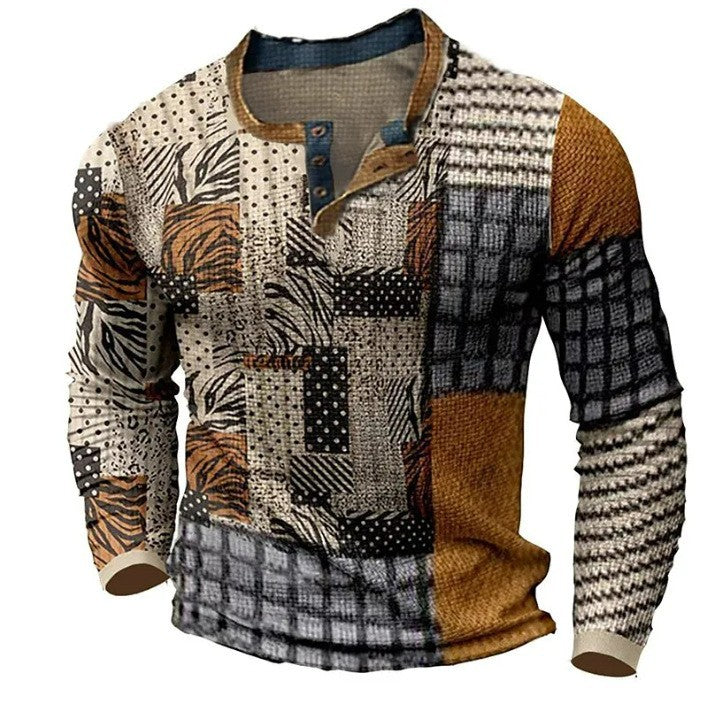 🎁😍[Korlátozott ideig kapható] 👔[S-4XL] Férfi hosszú ujjú mintás póló