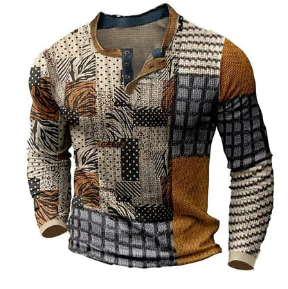 🎁😍[Korlátozott ideig kapható] 👔[S-4XL] Férfi hosszú ujjú mintás póló