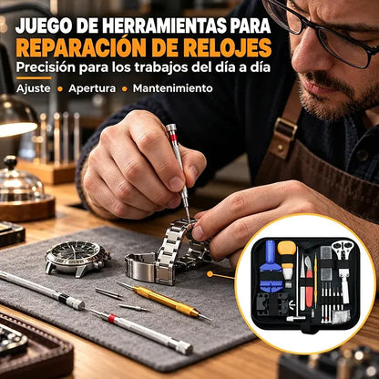 🎉 Oferta 2026 🔧 Kit profesional de reparación de relojes – Correa nueva, pila nueva, el mismo reloj – Repáralo tú mismo en minutos ⌚