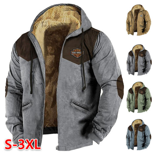 Časově omezená 50% sleva【M-5XL】Módní pánské podzimní a zimní bundy volné, zesílené a sametové 3826364