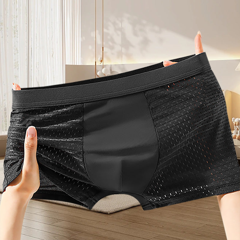 🔥【4 piezas】Calzoncillos bóxer de malla transpirable y cómodos para hombre