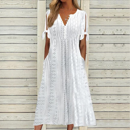 【🏆Producto de Venta Caliente】👗Vestido de color sólido simple y elegante