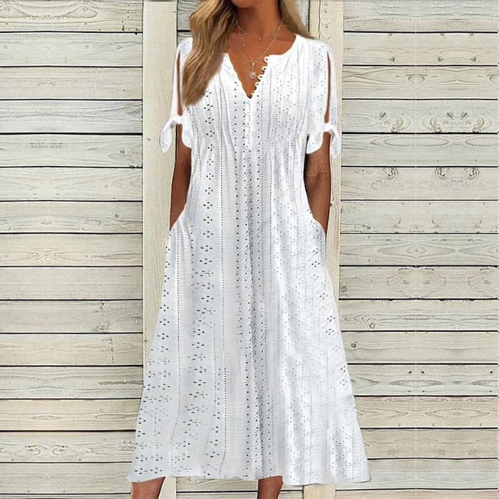 【🏆Producto de Venta Caliente】👗Vestido de color sólido simple y elegante