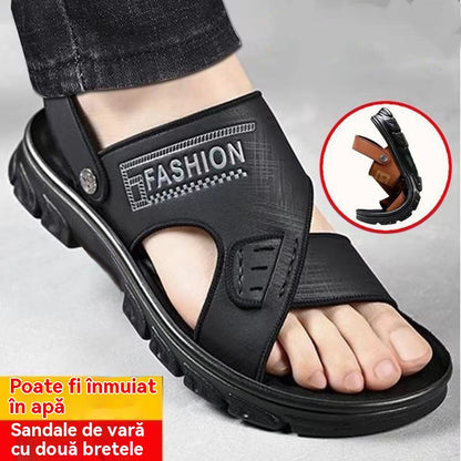 🐂【50% sleva】【38-47】Nové pánské kožené plážové sandály s tlustou podrážkou_4312856