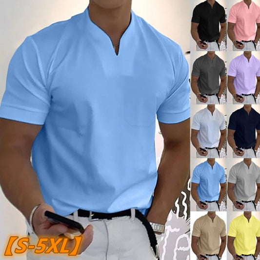 💪👔Polo deportivo para hombre en tallas grandes, de algodón elástico_4247241