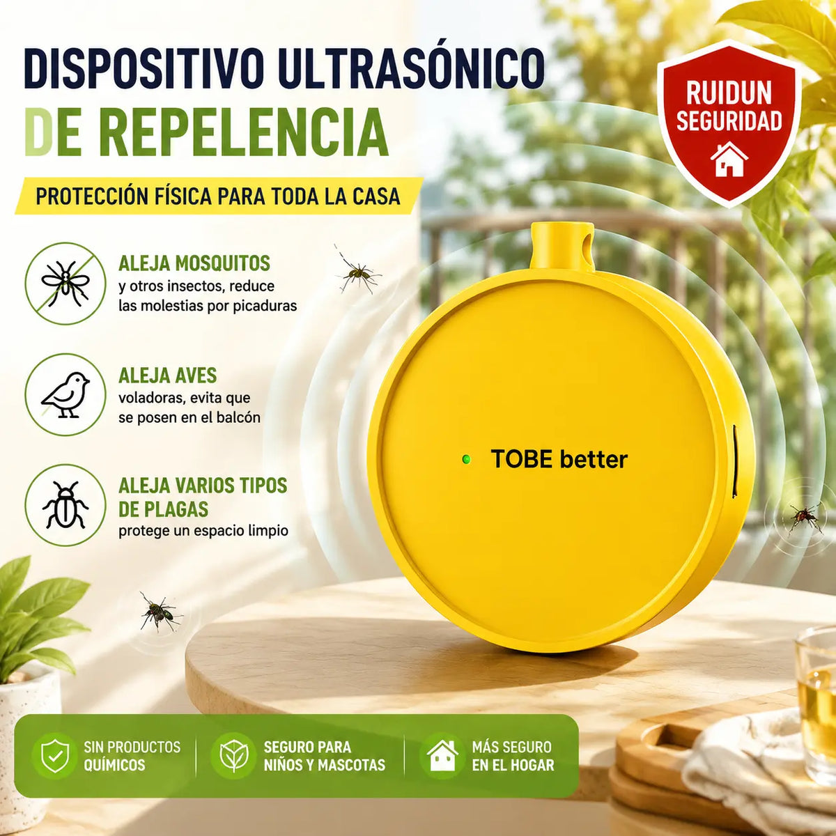 🔥【2 piezas 26 euros】🐦 Repelente de pájaros ultrasónico portátil | Ahuyentador automático para palomas, ideal para balcones, jardines y exteriores