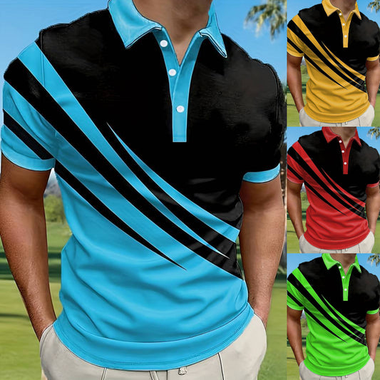 👔【S-6XL】Nueva camisa polo de verano para hombre con estampado 3D a rayas