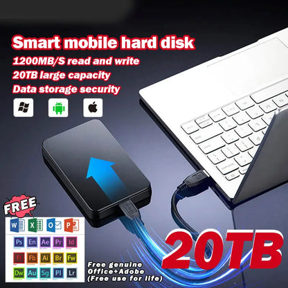 [Zadnja dnevna promocija: polovična cena] Prenosni trdi disk 20 TB + brezplačna originalna programska oprema Office + Adobe