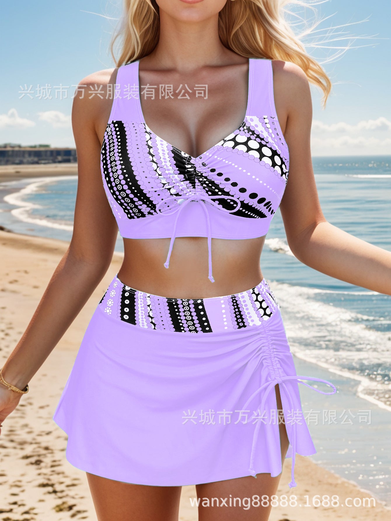 🩱【S-2XL】Pohodlné dvoudílné plavky s potiskem a mašlemi