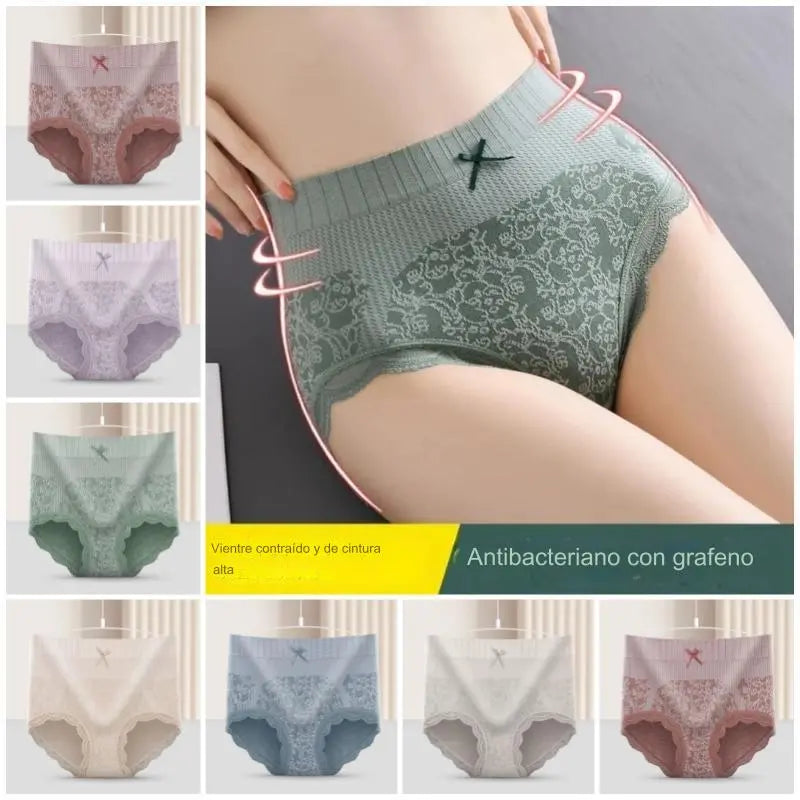 🔥【Compre 4 y obtenga 4 gratis】🔥Ropa interior antibacteriana que absorbe la humedad de cintura alta para mujer