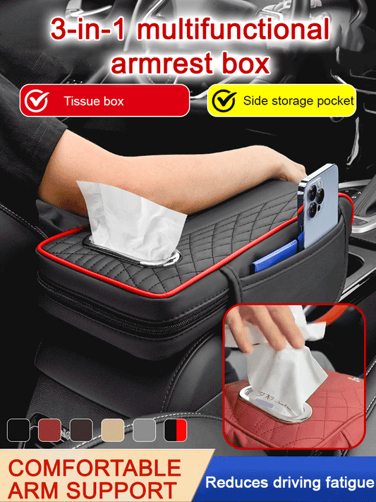 🚗Reposabrazos para coche de cuero genuino multifuncional 3 en 1_4202700