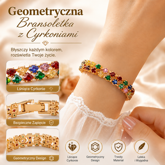 ✨Bransoletka w stylu boho z kolorową, geometryczną cyrkonią sześcienną