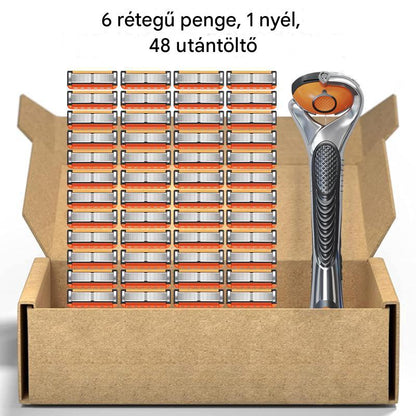 Férfi borotva pótpenge-készlet + nyél - ultraéles rozsdamentes acél pengék a sima borotválkozásért 🪒✨