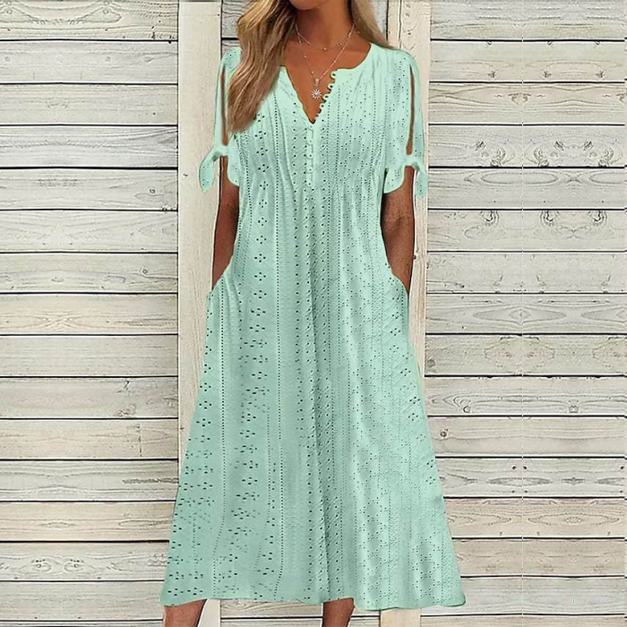 【🏆Producto de Venta Caliente】👗Vestido de color sólido simple y elegante