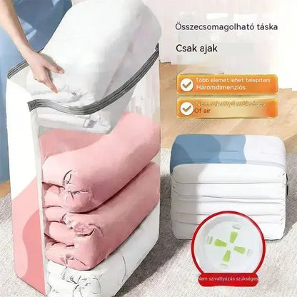 🧳 5 termék mindössze 9900 Ft 💨 Nagy, rugalmas vákuumos tárolótasakok: Nincs szükség pumpára, szivárgásmentes, ideális helytakarékosságra a bőröndben és otthon ✈️