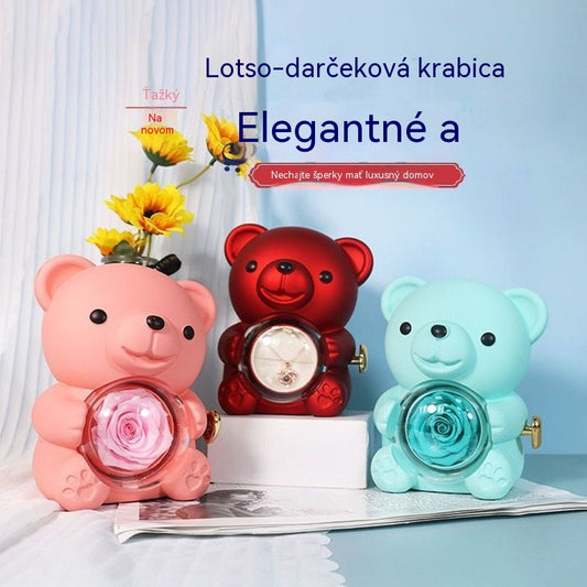 ✨Adorable osito de peluche con rosa preservada - Osito de peluche decorado con una rosa real, en una hermosa caja de regalo - Regalo romántico para el Día de la Madre, bodas, aniversarios, despedidas de soltera, Navidad y San Valentín.