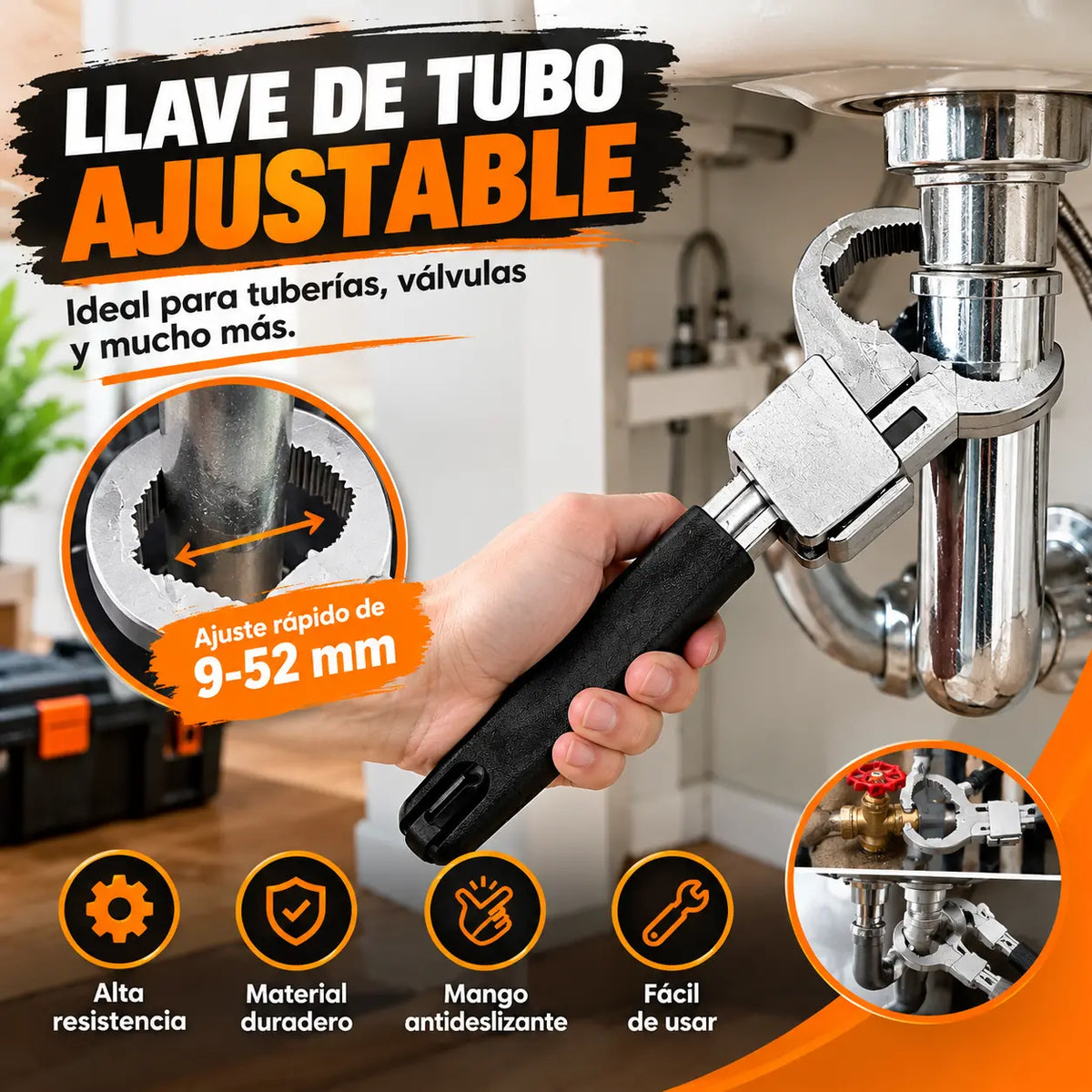 🔥【50% DE DESCUENTO】🔧 Herramienta antideslizante para desmontar grifos de lavabo con llave multifuncional