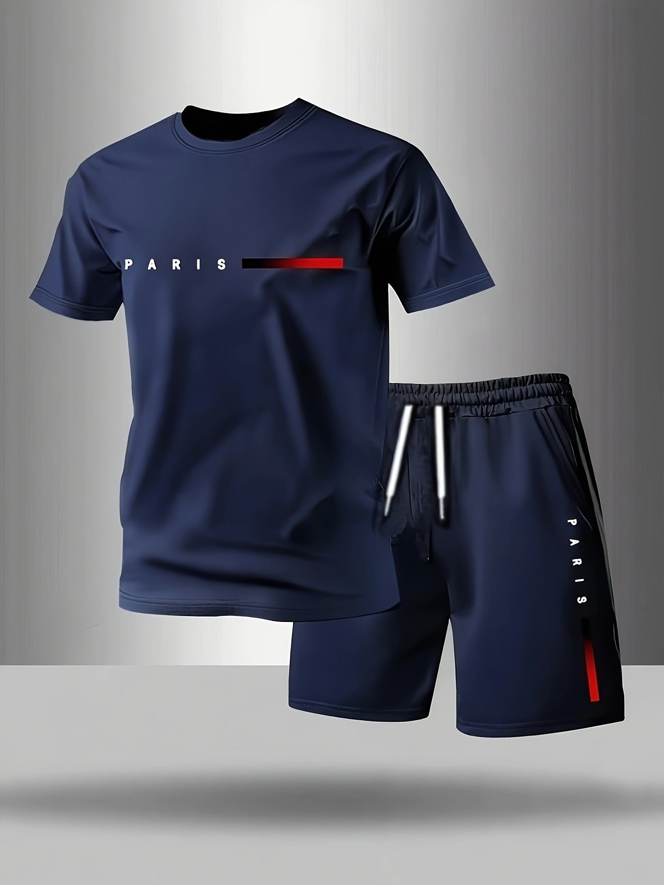 【Pago contra entrega】Conjunto deportivo de verano de 2 piezas para hombre: cómoda camiseta de manga corta y pantalones cortos para el día a día y el hogar.