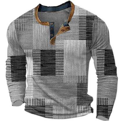 🌴🌈【S-4XL】👔😍 Nueva colección de camisas para hombre con estampado, de manga larga, estilo relajado Henry, disponibles en varios colores.