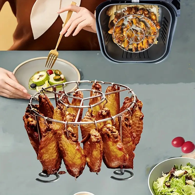 💥🍢🍖🍗 Gril z nerezové oceli 304 s 24 špízy pro horkovzdušnou troubu