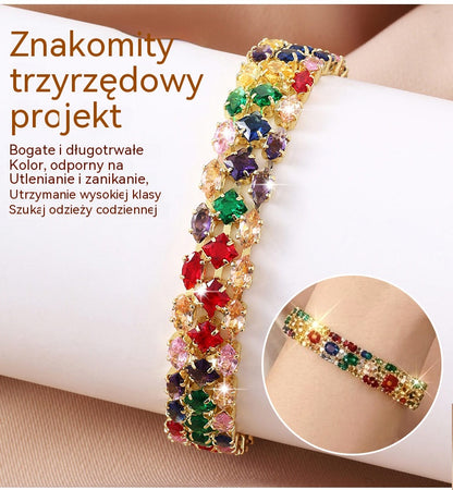 ✨Bransoletka w stylu boho z kolorową, geometryczną cyrkonią sześcienną