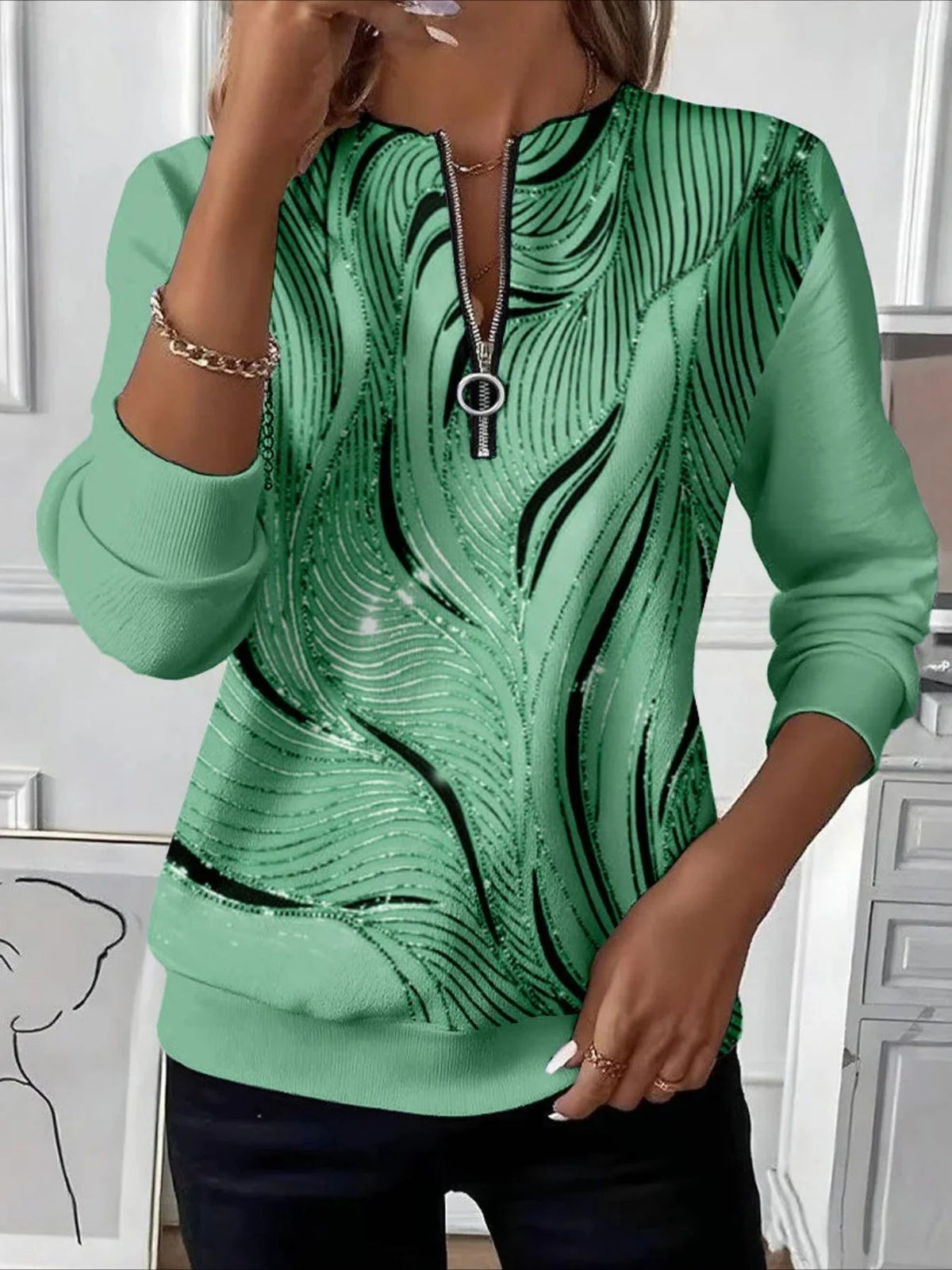 🌺🔥【S-5XL】Camisa de manga larga estampada para mujer - Estilo casual