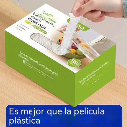 Extra grueso, paquete de 4 cajas (400 piezas)-28€-Cubiertas elásticas antibacterianas para alimentos; bolsas desechables de grado alimentario para almacenamiento en cocina o refrigerador.