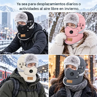🧢👍Gorra de ciclismo con aislamiento térmico para clima frío: resistente al viento y con protección para las orejas.