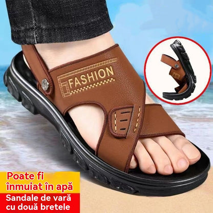 🐂【50% sleva】【38-47】Nové pánské kožené plážové sandály s tlustou podrážkou_4312856