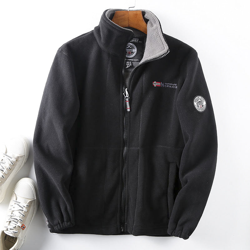 Abrigo grueso de lana para hombre con forro de felpa, talla grande, cálido y cómodo para otoño e invierno.