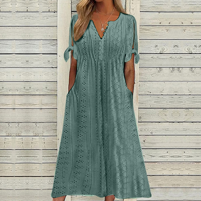 【🏆Producto de Venta Caliente】👗Vestido de color sólido simple y elegante