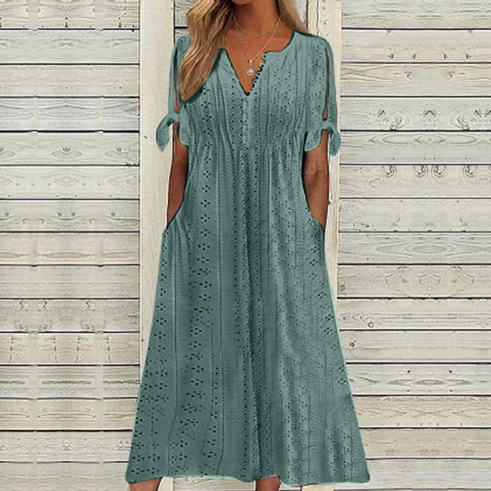 【🏆Producto de Venta Caliente】👗Vestido de color sólido simple y elegante