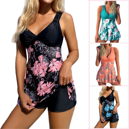 🏖️ 50% de descuento🔥【40-120 kg】Nuevo conjunto de traje de baño estampado de talla grande 2026, shorts, falda con abertura trasera, tela de secado rápido ✅️Pago contra entrega